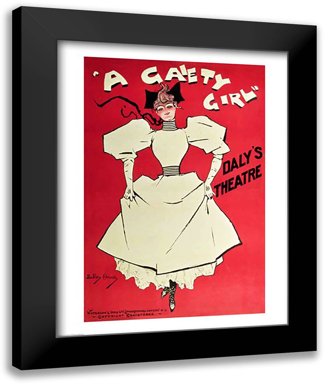 Poster advertising 'A Gaiety Girl' at the Daly's Theatre, Great Britain 22x28 Black Modern Wood Framed Art Print Poster by Hardy, Dudley