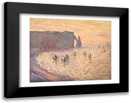 The Cliffs at Etretat, 1886 28x22 Black Modern Wood Framed Art Print Poster by Monet, Claude