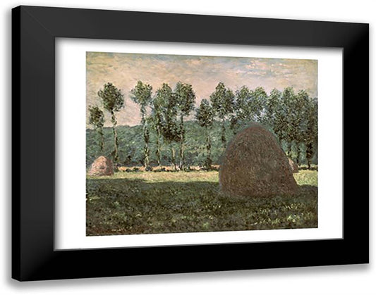 Haystacks near Giverny, c.1884-89 28x22 Black Modern Wood Framed Art Print Poster by Monet, Claude