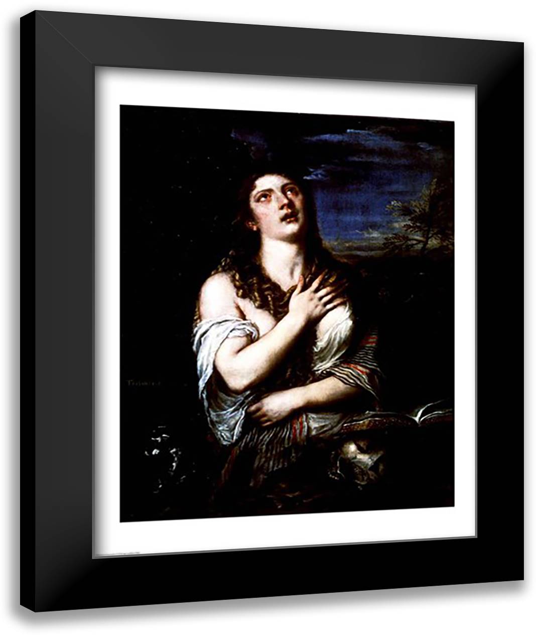 Mary Magdalene, c.1561 22x28 Black Modern Wood Framed Art Print Poster by Titian