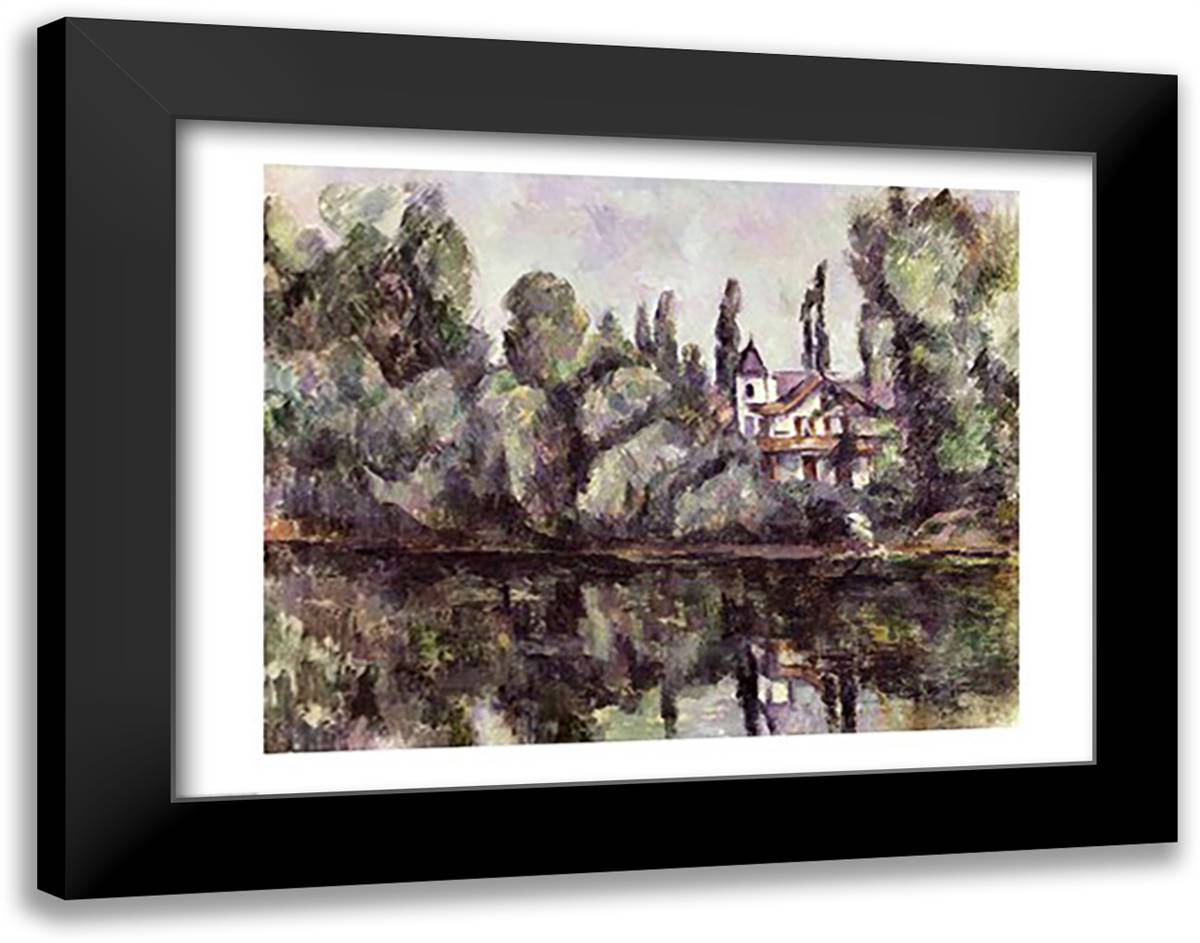 The Banks of the Marne, 1888 28x22 Black Modern Wood Framed Art Print Poster by Cezanne, Paul