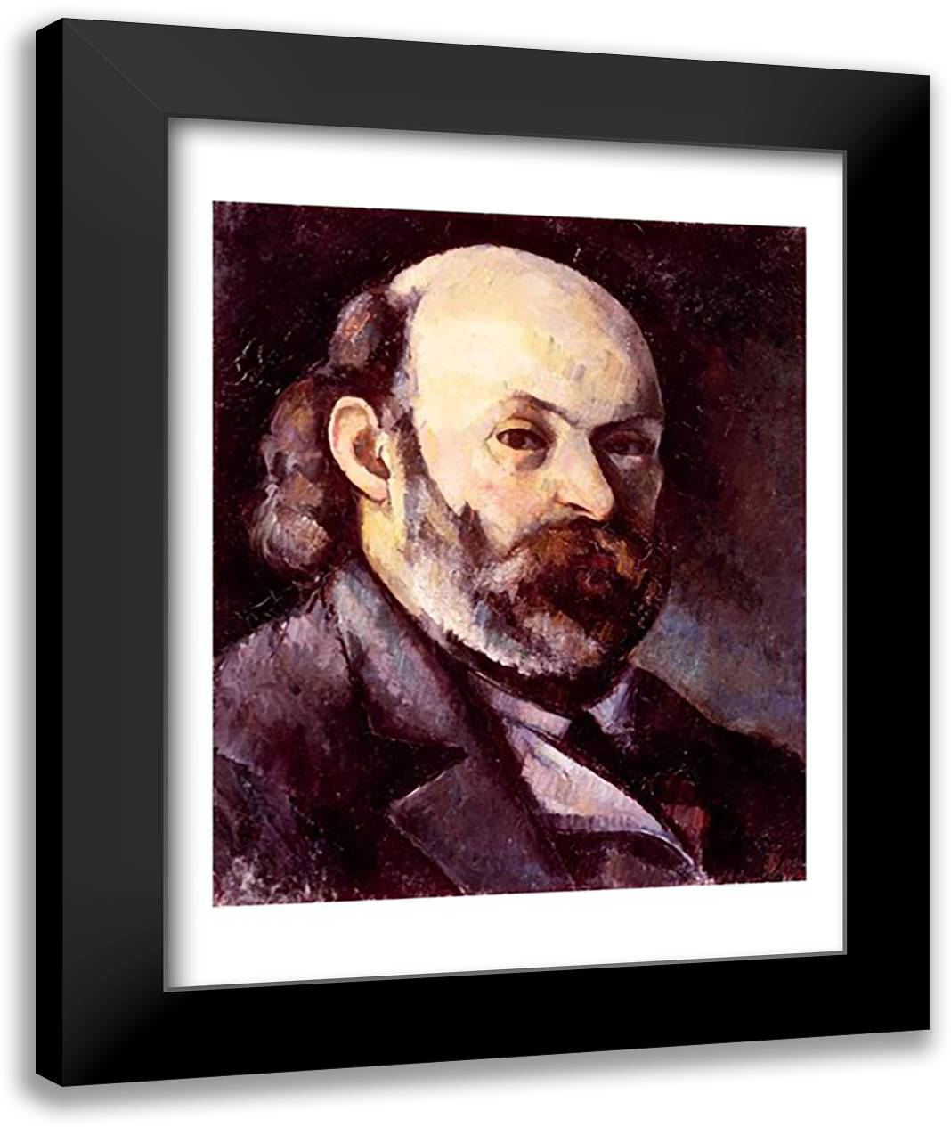 Self Portrait 22x28 Black Modern Wood Framed Art Print Poster by Cezanne, Paul