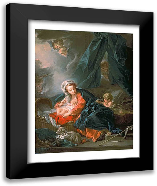 Madonna and Child 22x28 Black Modern Wood Framed Art Print Poster by Boucher, Francois