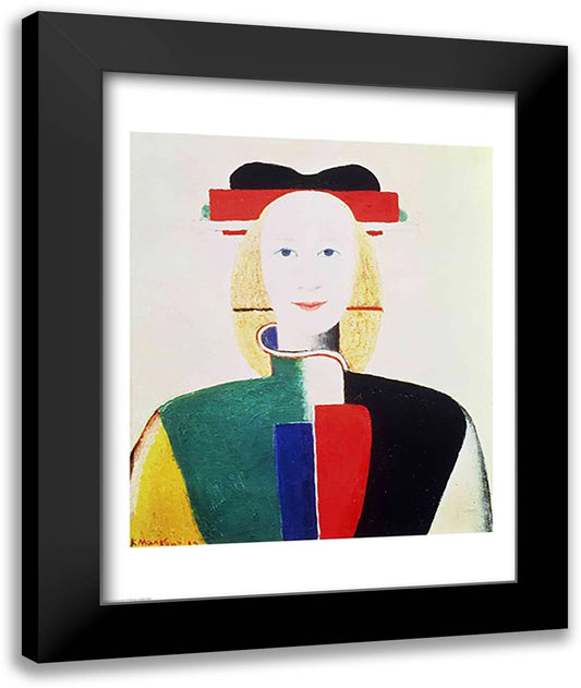 The Girl with the Hat 22x28 Black Modern Wood Framed Art Print Poster by Malevich, Kazimir