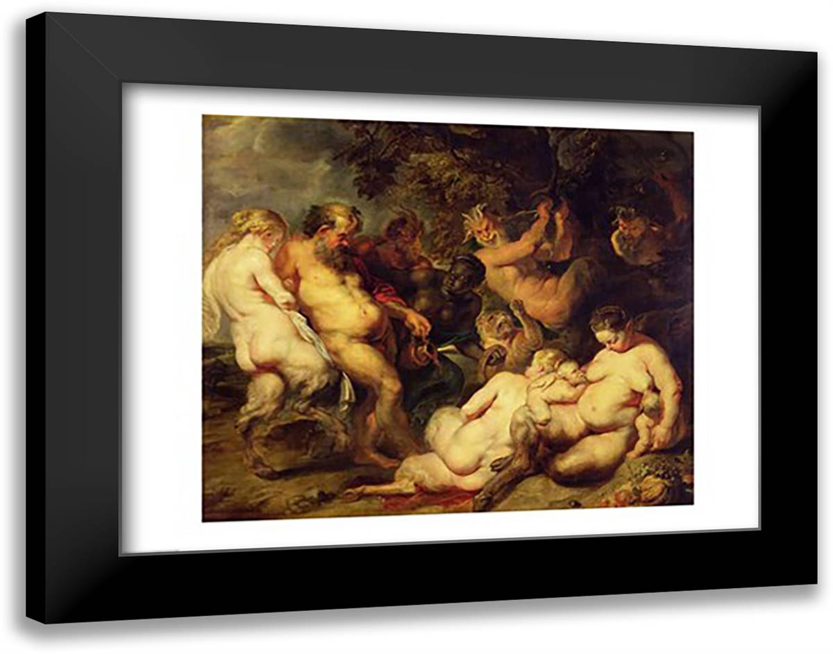 Bacchanal 28x22 Black Modern Wood Framed Art Print Poster by Rubens, Peter Paul