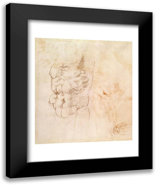 Torso Study 22x28 Black Modern Wood Framed Art Print Poster by Michelangelo