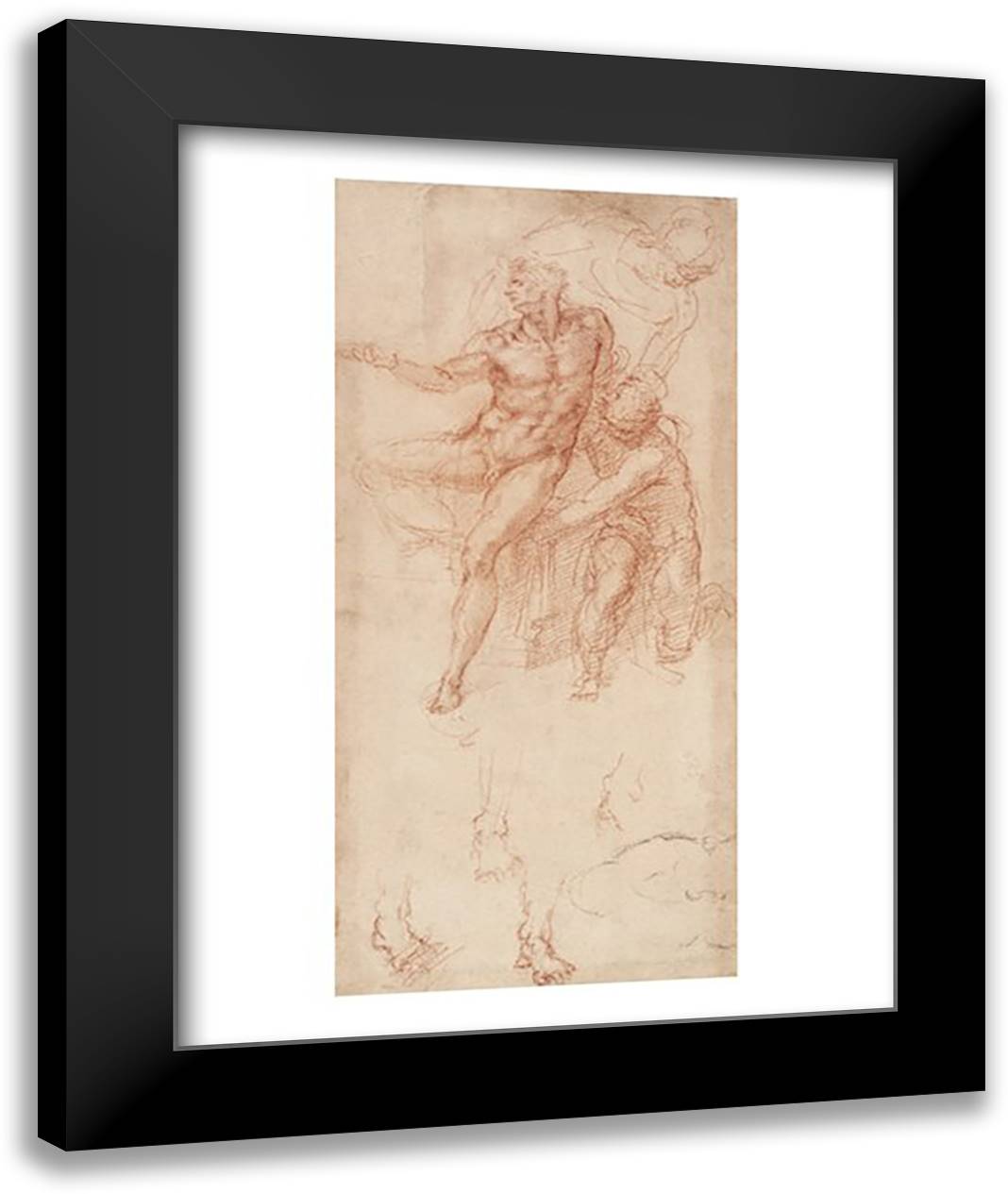 Figure Studies 22x28 Black Modern Wood Framed Art Print Poster by Michelangelo