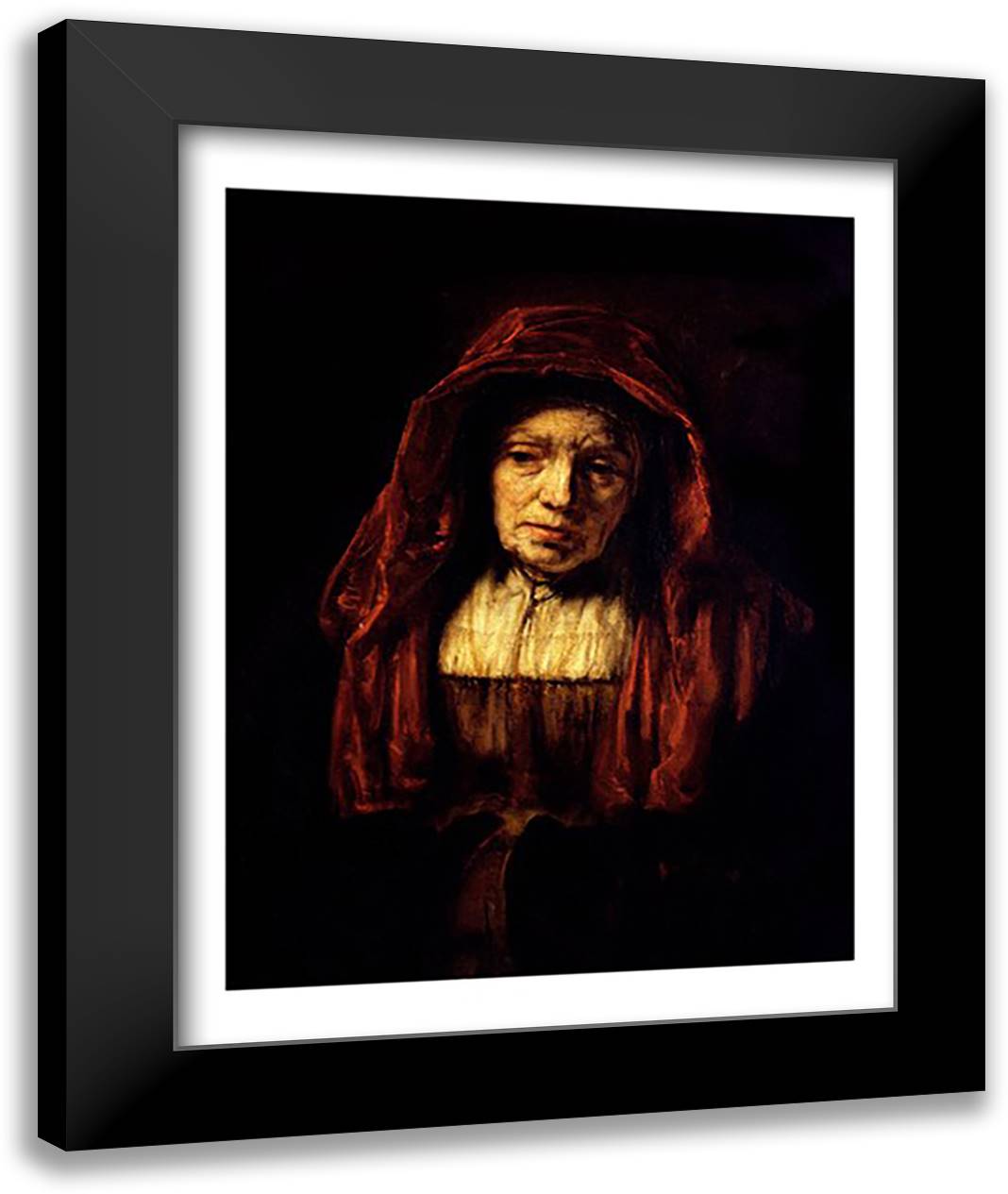 Portrait of an Old Woman 22x28 Black Modern Wood Framed Art Print Poster by Rembrandt