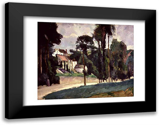 The Road at Pontoise, 1875 28x22 Black Modern Wood Framed Art Print Poster by Cezanne, Paul