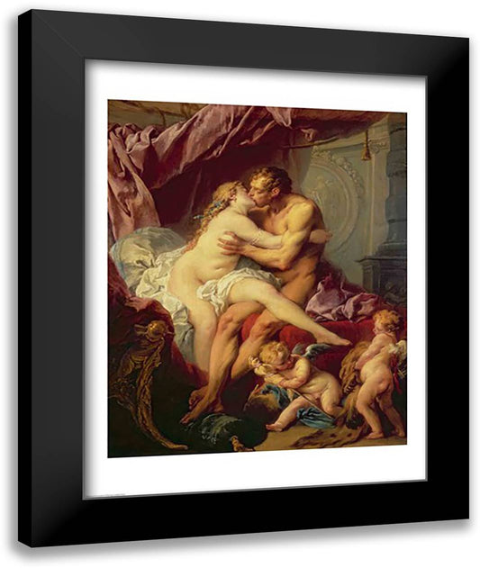 Hercules and Omphale 22x28 Black Modern Wood Framed Art Print Poster by Boucher, Francois