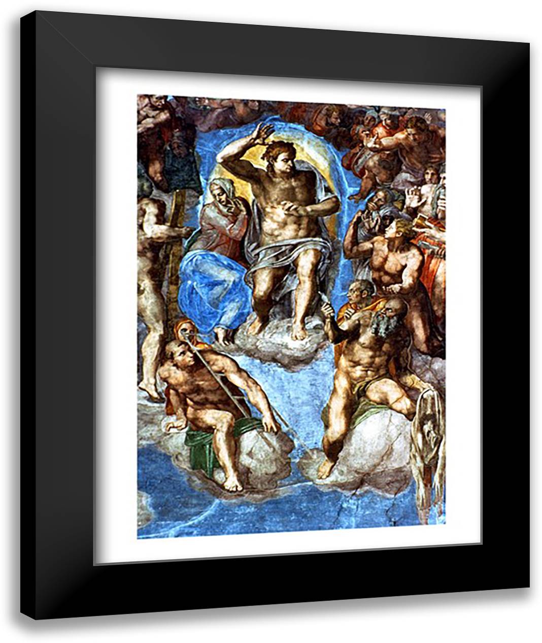 Christ, detail from 'The Last Judgement', in the Sistine Chapel 22x28 Black Modern Wood Framed Art Print Poster by Michelangelo