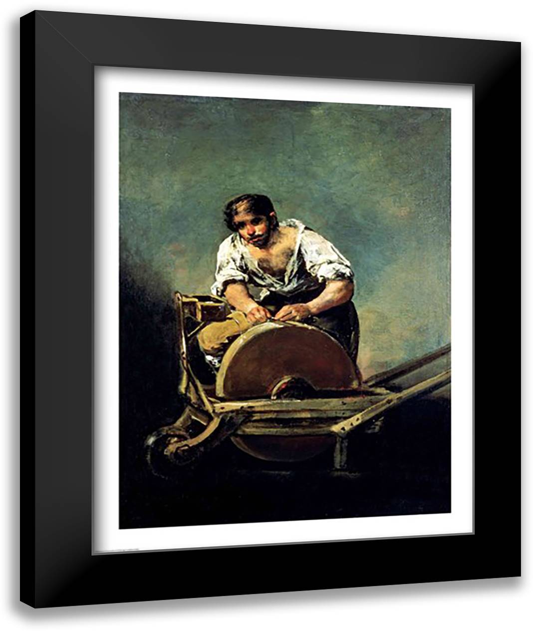 The Knife-Grinder 22x28 Black Modern Wood Framed Art Print Poster by Goya, Francisco De