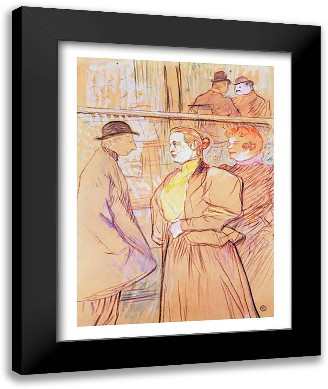 Portrait of Marcelle Lendor, 1895 22x28 Black Modern Wood Framed Art Print Poster by Toulouse-Lautrec, Henri de
