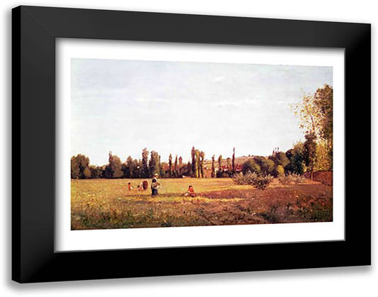 La Varenne de St. Hilaire, 1863 28x22 Black Modern Wood Framed Art Print Poster by Pissarro, Camille