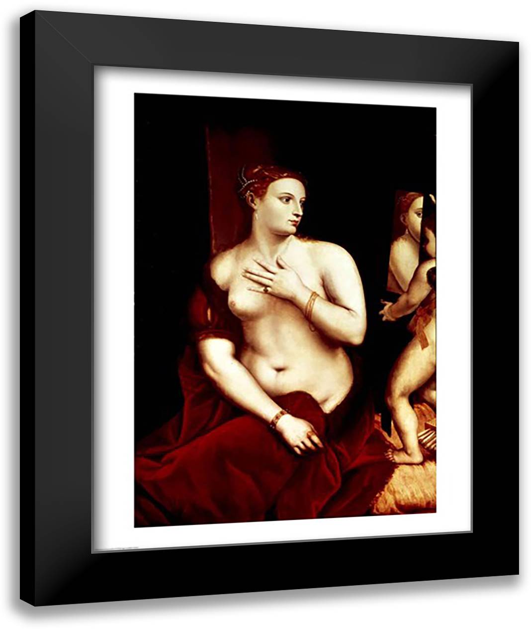 Venus in Front of the Mirror 22x28 Black Modern Wood Framed Art Print Poster by Titian