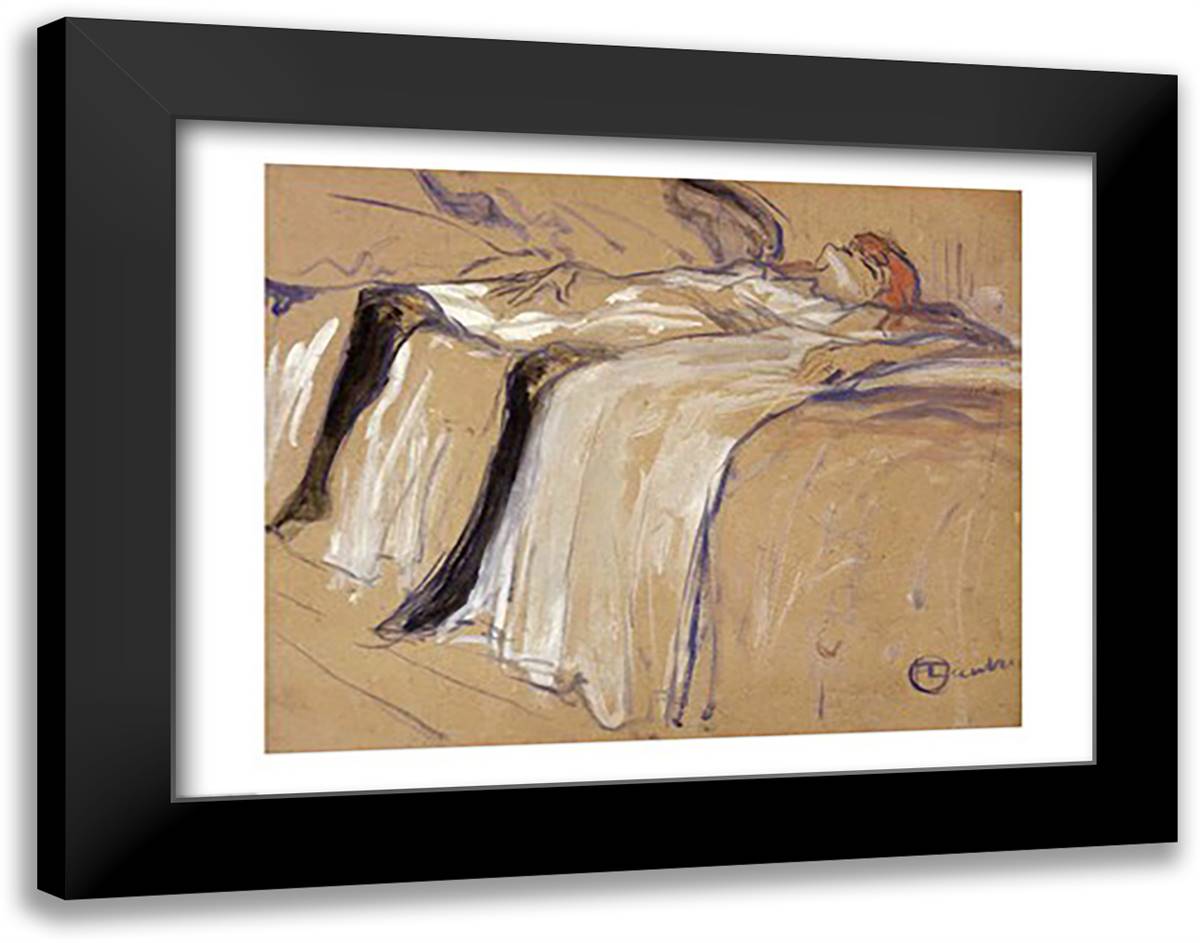In the Moulin Rouge 28x22 Black Modern Wood Framed Art Print Poster by Toulouse-Lautrec, Henri de