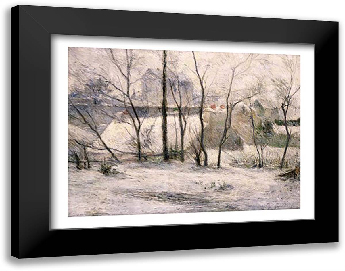 Winter Landscape, 1879 28x22 Black Modern Wood Framed Art Print Poster by Gauguin, Paul