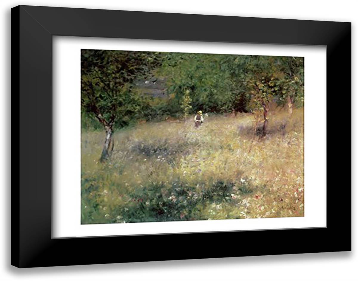 Spring at Chatou 28x22 Black Modern Wood Framed Art Print Poster by Renoir, Pierre-Auguste