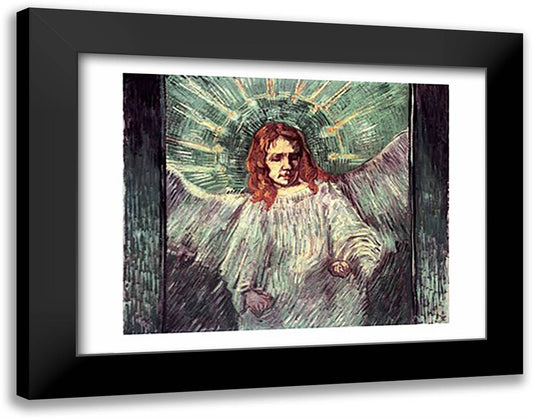 Head of an Angel, after Rembrandt, 1889 28x22 Black Modern Wood Framed Art Print Poster by Van Gogh, Vincent