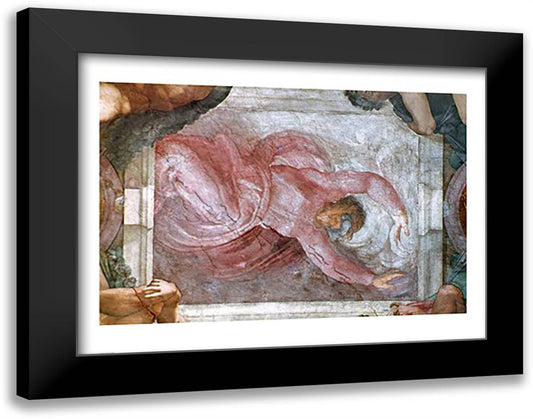 Sistine Chapel Ceiling: God Dividing Light from Darkness 28x22 Black Modern Wood Framed Art Print Poster by Michelangelo