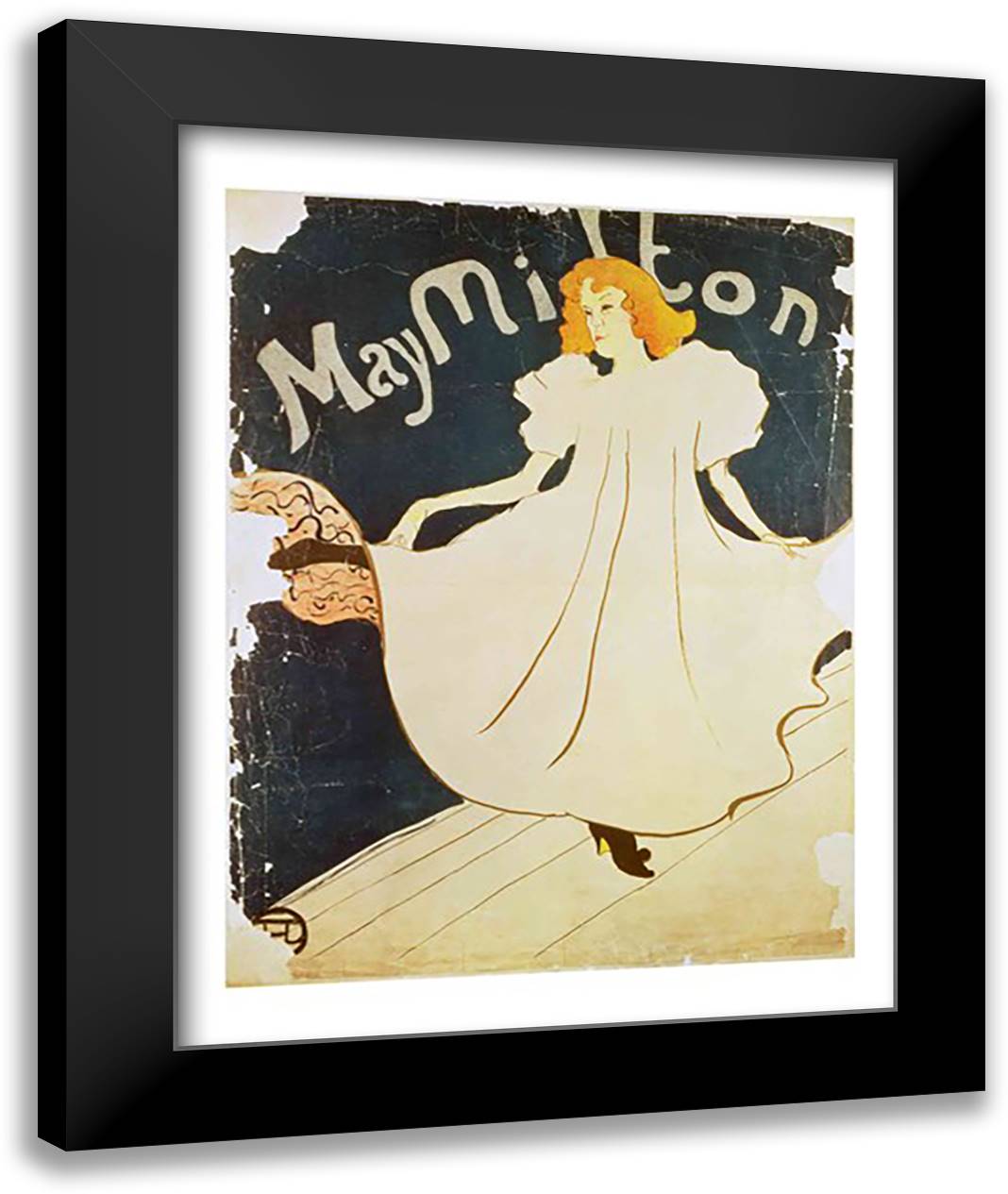 May Milton, France, 1895 22x28 Black Modern Wood Framed Art Print Poster by Toulouse-Lautrec, Henri de
