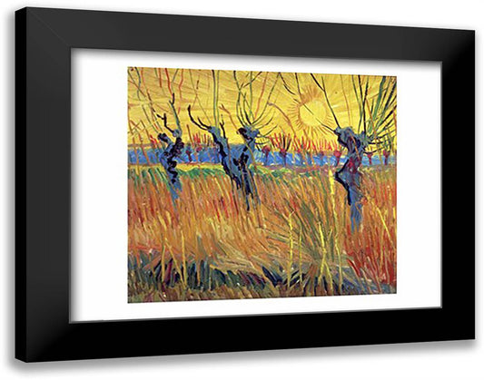 Pollarded Willows and Setting Sun, 1888 28x22 Black Modern Wood Framed Art Print Poster by Van Gogh, Vincent
