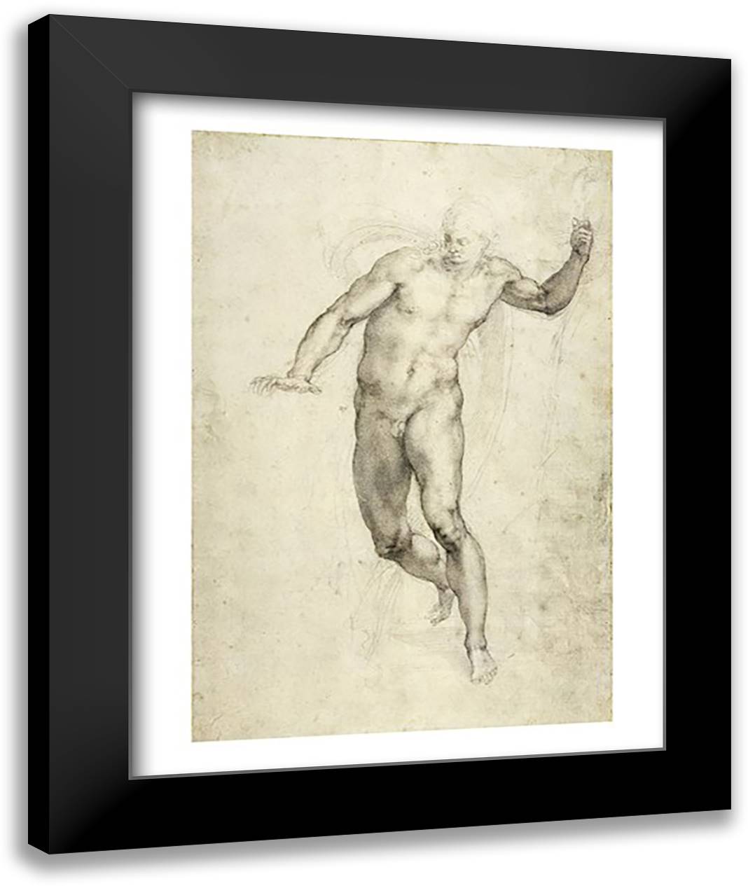 Study for The Last Judgement 22x28 Black Modern Wood Framed Art Print Poster by Michelangelo