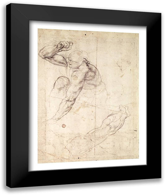 Male figure study 22x28 Black Modern Wood Framed Art Print Poster by Michelangelo