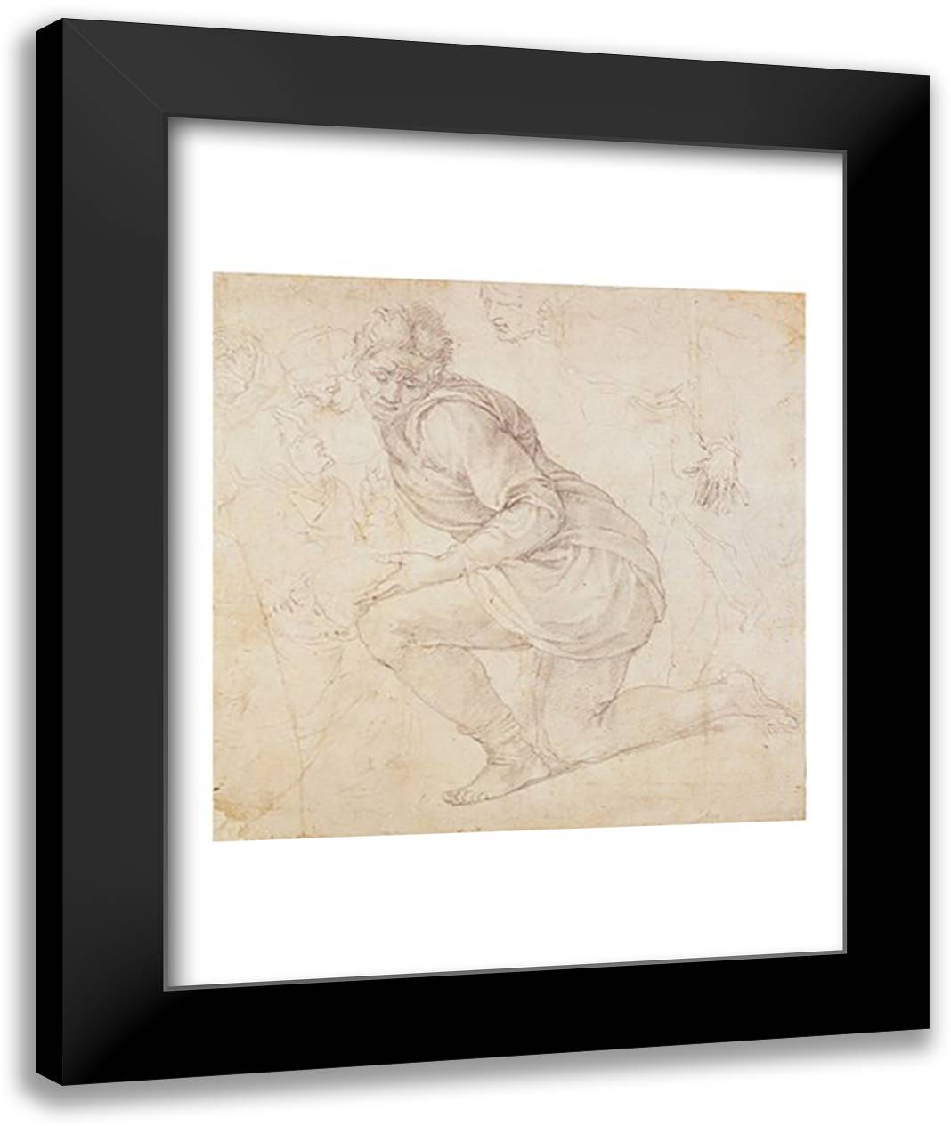 Inv. 5211-75 Fawkener Recto 22x28 Black Modern Wood Framed Art Print Poster by Michelangelo