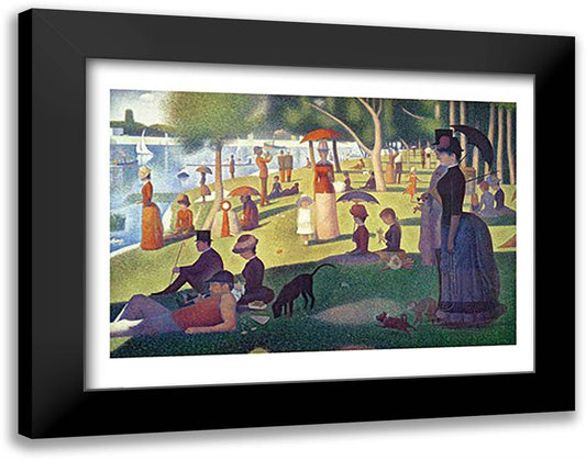 Sunday Afternoon on the Island of La Grande Jatte 28x22 Black Modern Wood Framed Art Print Poster by Seurat, Georges