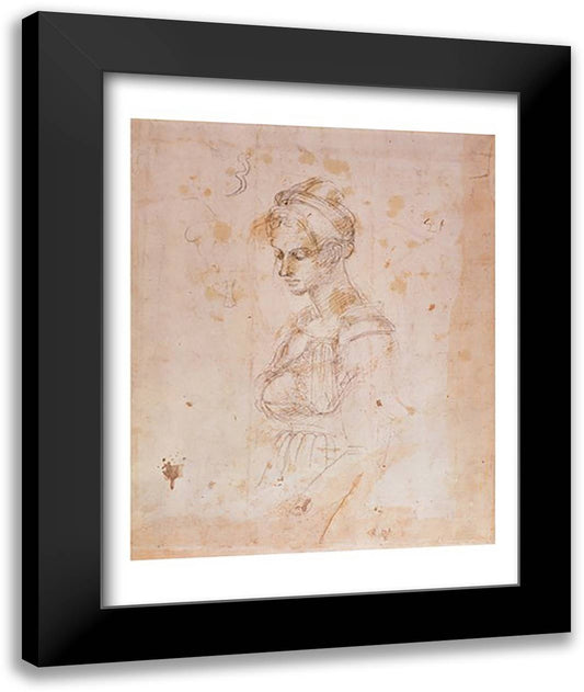 W.41 Sketch of a woman 22x28 Black Modern Wood Framed Art Print Poster by Michelangelo