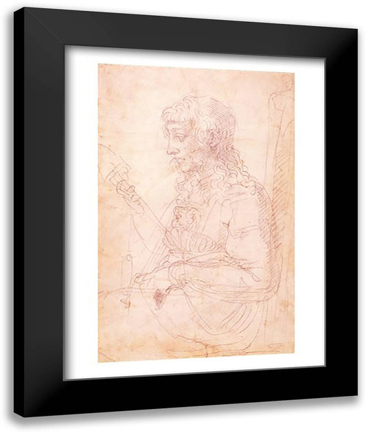 W.40 Sketch of a female figure 22x28 Black Modern Wood Framed Art Print Poster by Michelangelo