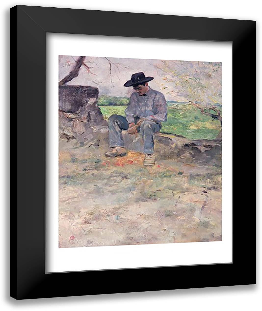 Young Routy at Celeyran, 1882 22x28 Black Modern Wood Framed Art Print Poster by Toulouse-Lautrec, Henri de