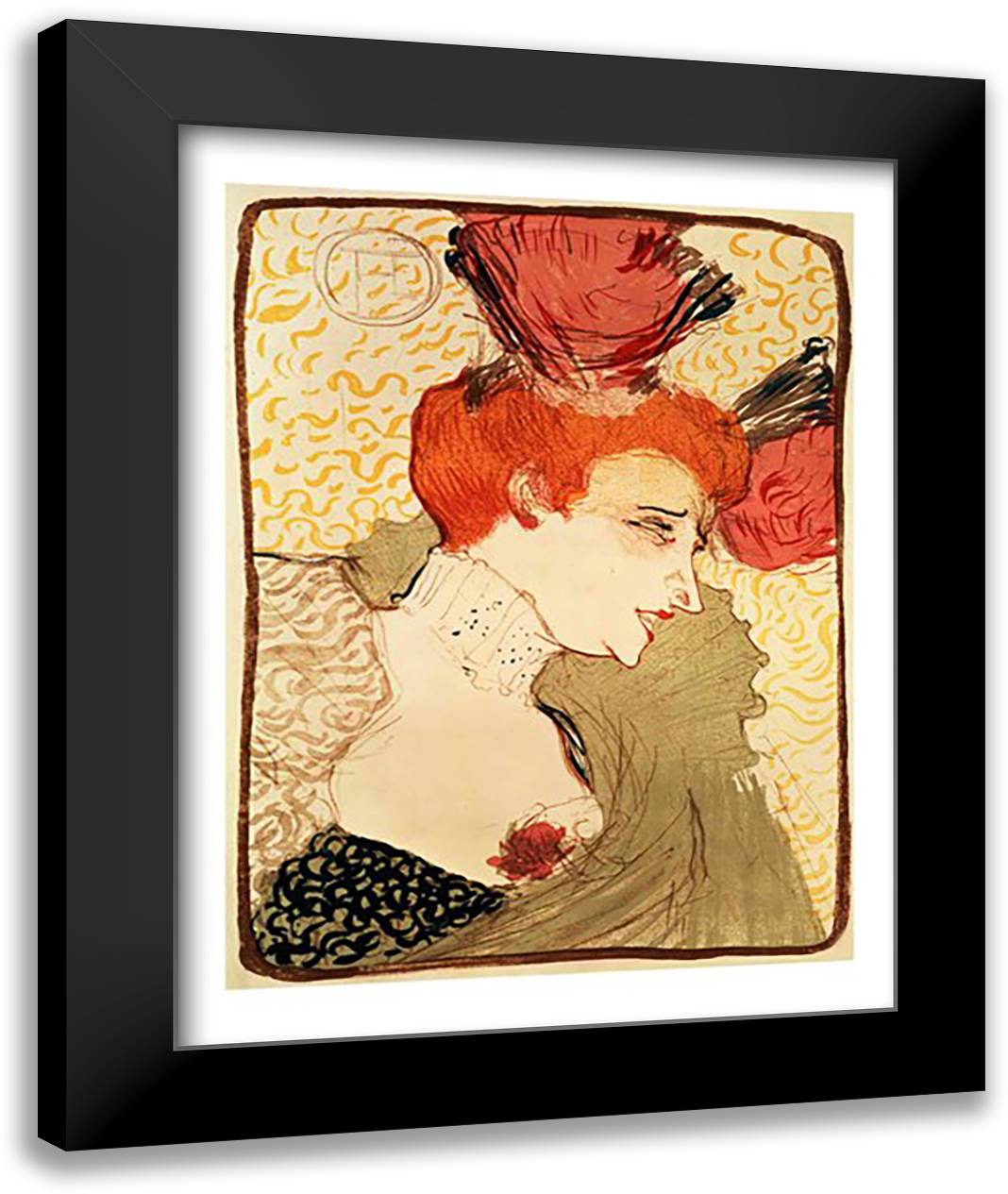 Mlle. Marcelle Lender, 1895 22x28 Black Modern Wood Framed Art Print Poster by Toulouse-Lautrec, Henri de