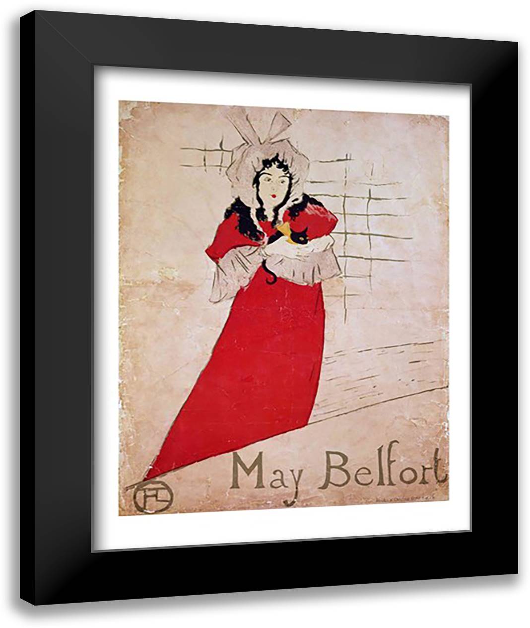 May Belfort, France, 1895 22x28 Black Modern Wood Framed Art Print Poster by Toulouse-Lautrec, Henri de
