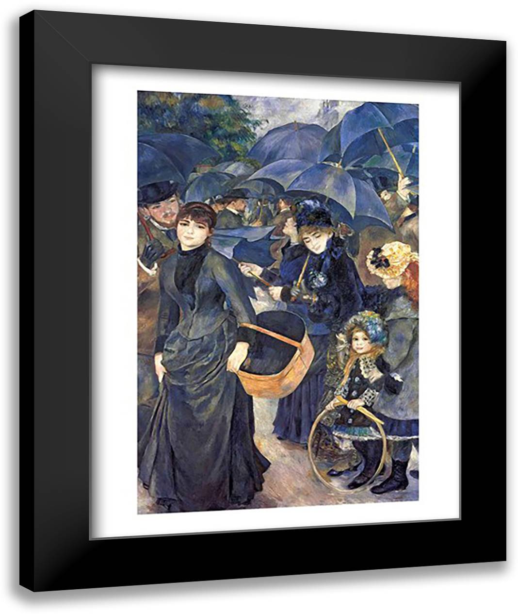 The Umbrellas 22x28 Black Modern Wood Framed Art Print Poster by Renoir, Pierre-Auguste