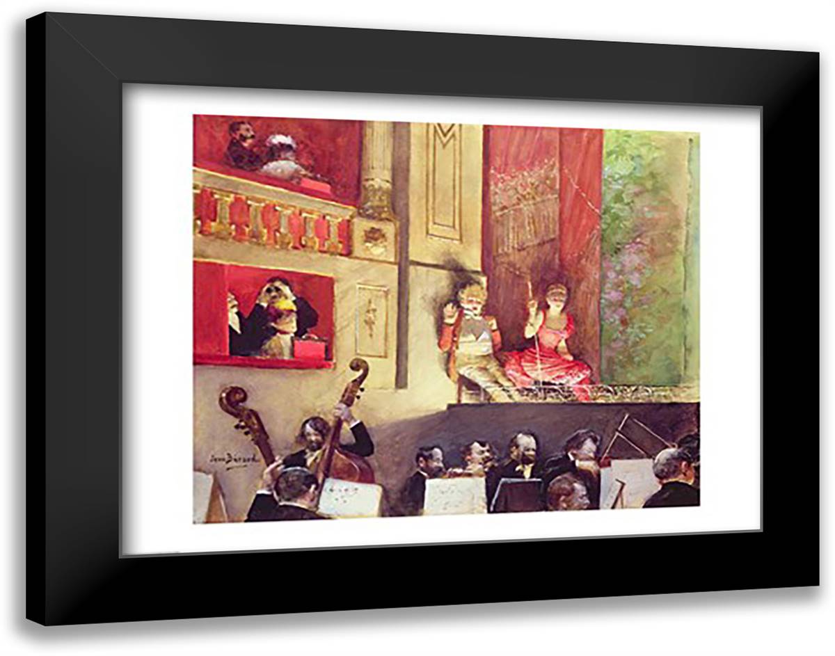 Cafe Concert 28x22 Black Modern Wood Framed Art Print Poster by Beraud, Jean