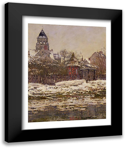 The Church at Vetheuil, 1879 22x28 Black Modern Wood Framed Art Print Poster by Monet, Claude