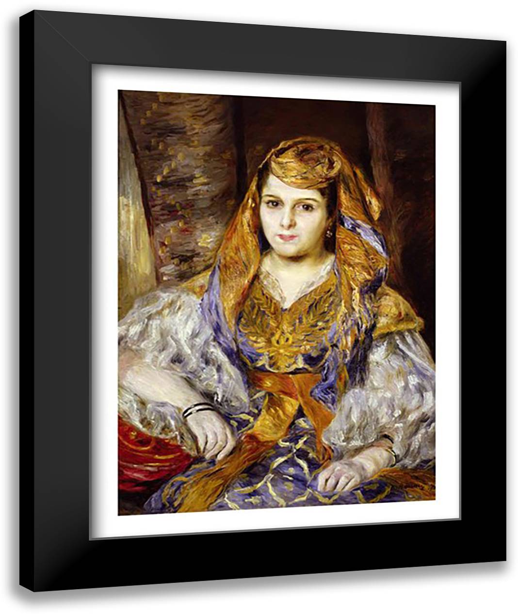 Algerian Woman, 1870 22x28 Black Modern Wood Framed Art Print Poster by Renoir, Pierre-Auguste