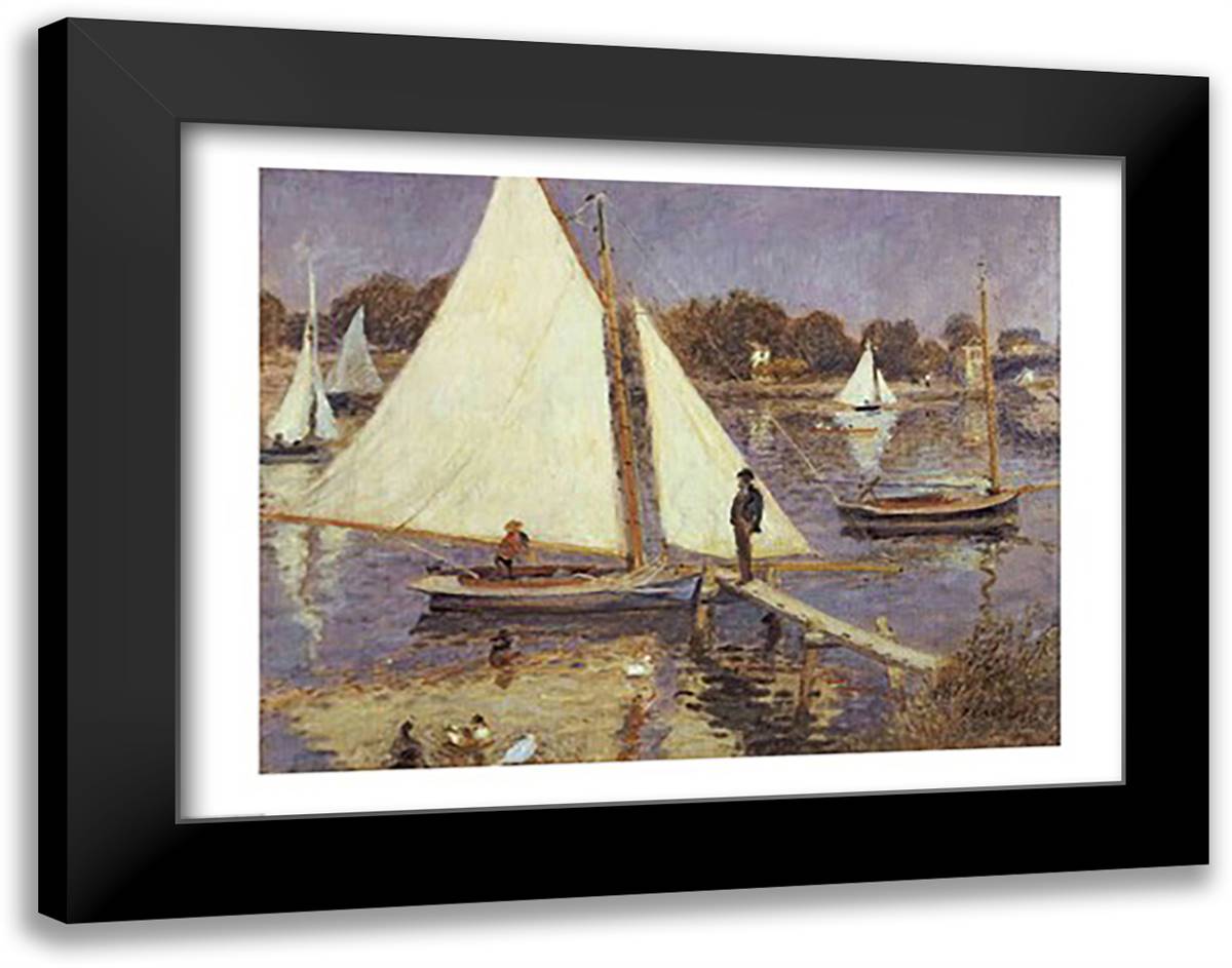 The Seine at Argenteuil, 1874 28x22 Black Modern Wood Framed Art Print Poster by Renoir, Pierre-Auguste