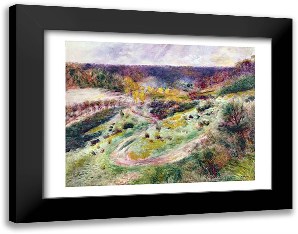 Landscape at Wargemont, 1879 28x22 Black Modern Wood Framed Art Print Poster by Renoir, Pierre-Auguste