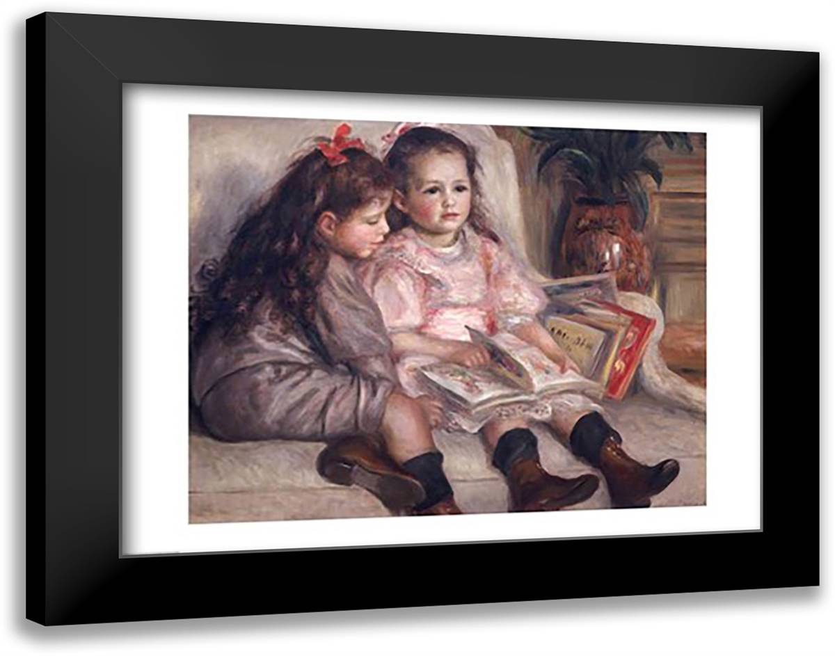 The Children of Martial Caillebotte, 1895 28x22 Black Modern Wood Framed Art Print Poster by Renoir, Pierre-Auguste