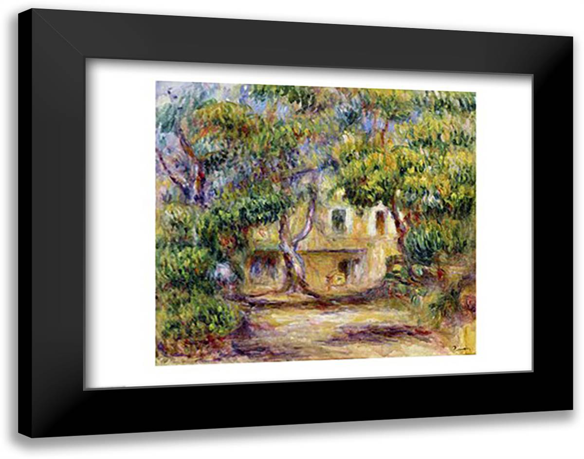 The Farm at Les Collettes, c.1915 28x22 Black Modern Wood Framed Art Print Poster by Renoir, Pierre-Auguste