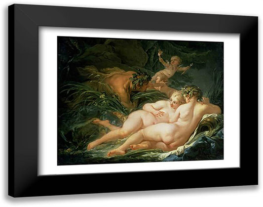 Pan and Syrinx, 1759 28x22 Black Modern Wood Framed Art Print Poster by Boucher, Francois