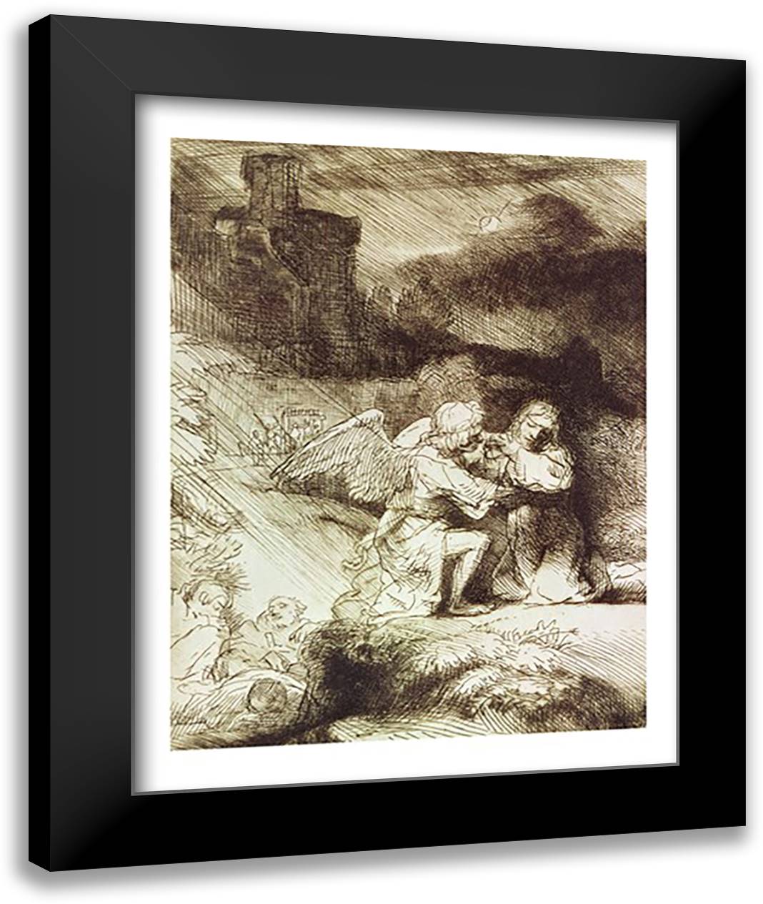 The Agony in the Garden 22x28 Black Modern Wood Framed Art Print Poster by Rembrandt