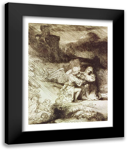 The Agony in the Garden 22x28 Black Modern Wood Framed Art Print Poster by Rembrandt