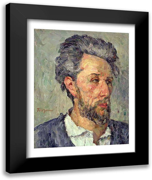 Portrait of Victor Chocquet 22x28 Black Modern Wood Framed Art Print Poster by Cezanne, Paul