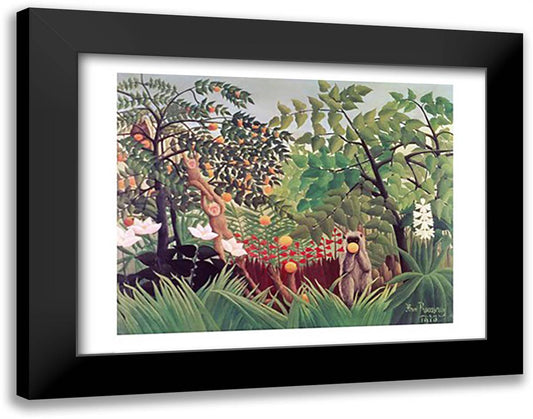 Exotic Landscape, 1910 28x22 Black Modern Wood Framed Art Print Poster by Rousseau, Henri