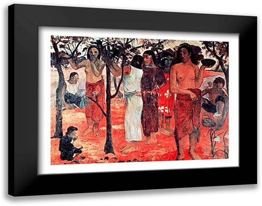 Nave Nave Mahana 28x22 Black Modern Wood Framed Art Print Poster by Gauguin, Paul