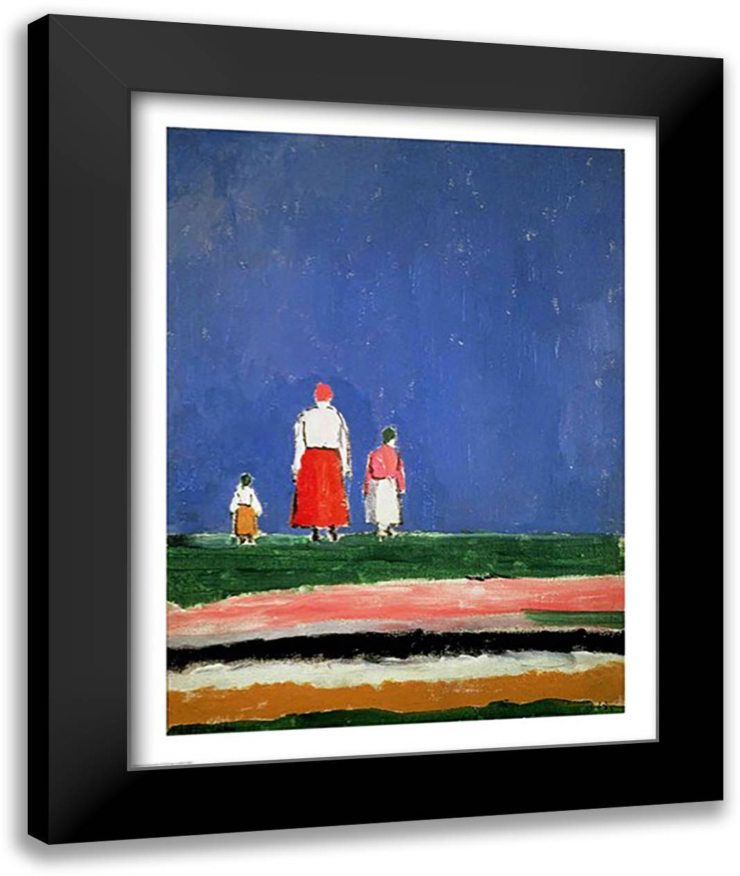 Three Figures 22x28 Black Modern Wood Framed Art Print Poster by Malevich, Kazimir